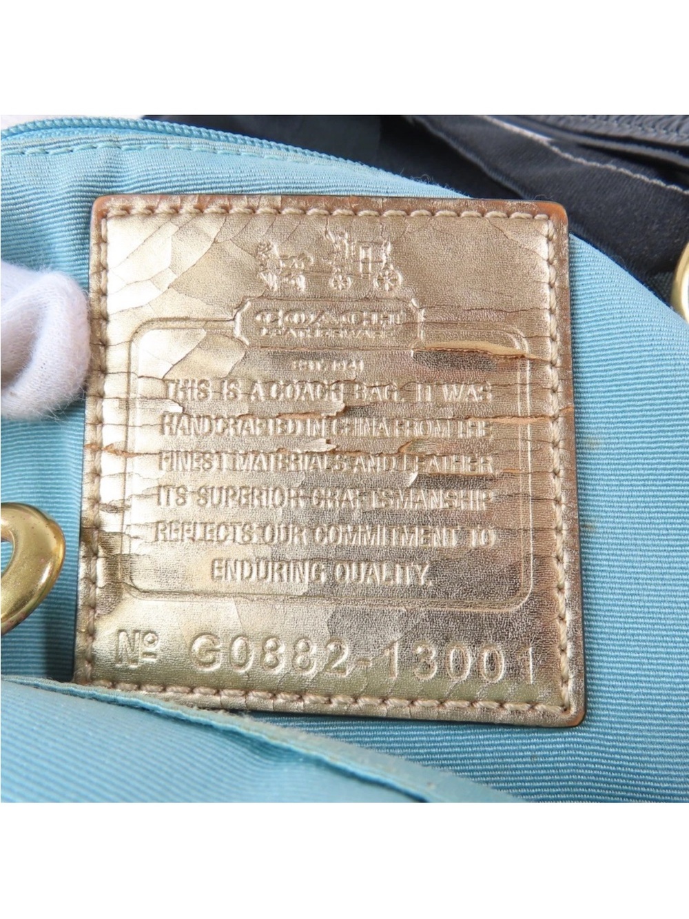 Coach Dark Green and Black Signature Tote with Gold Hardware - Picture 15 of 16